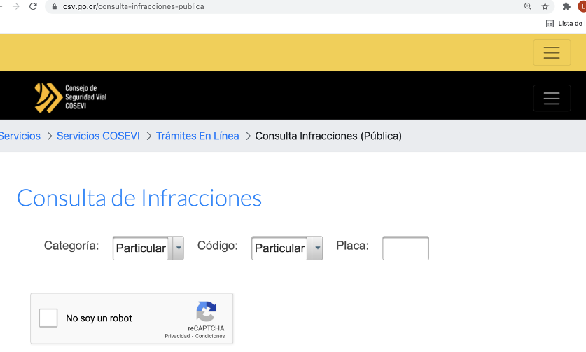 consulta de infracciones por placa en Costa Rica